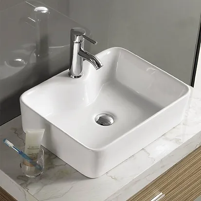 כיור מונח מלבני לבן מעוצב